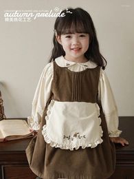 Girl Dresses Girls' Clothes Spring Autumn Lace Bib Cute Strap Dress Children's White Princess