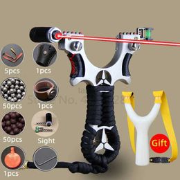 Hunting Slingshots High-power Laser Aiming Slingshot Outdoor Hunting Shooting Catapult Competition Practice Using High Precision Solid YQ240226