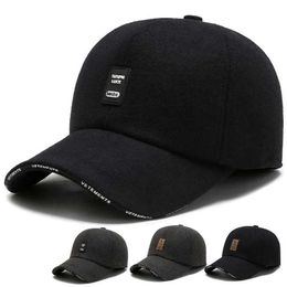 Ball Caps New winter baseball cap suitable for men with earmuffs thick protection warm snap closure wholesale for dad hats A190 J240226