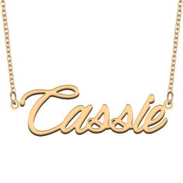 Cassie Name Necklace Custom Nameplate Pendant for Women Girls Birthday Gift Kids Best Friends Jewelry 18k Gold Plated Stainless Steel