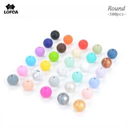 Whole 500pcs lot Silicone Round Loose Beads Teething Beads For Baby Silicone Teething Necklace Food Grade Chewable jewelry T20299l