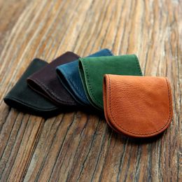 Womens Small Genuine Leather Coin Wallet Children Mini Purses Hasp Money Clip Clutch Hobo Bags Men Gift Pouch New Manual Craft