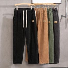 Men's Pants 2024 Spring Autumn Loose Casual Male Fashion Elastic Waist Corduroy Men Pockets Baggy Trousers H564