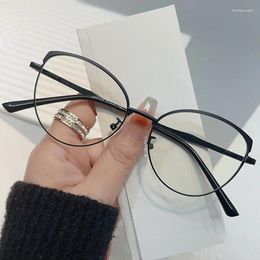 Sunglasses Brand Design Retro Round Cat Eye Metal Girls Frame Pochromic Anti Blue Light Computer Women Reading Glasses Degrees 0 - 6