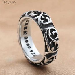 Solitaire Ring New Zinc Alloy Flower Rattan Ring Retro Trendy Male Personality Punk Silver Colour Leaf Rattan Ring 240226