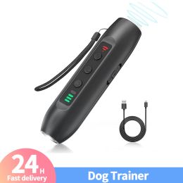 Repellents Ultrasonic Dog Repeller Rechargeable Plastic Electronic Training Devices with LED Flashlight Dog Training Equipment Pet Supplies