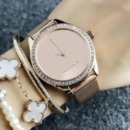 Fashion Big letter M design Brand women's Girl style Metal steel band Quartz Watch M63296x