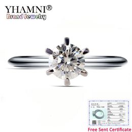 With Certificate New Fashion White Gold Color Wedding Rings For Women Brand Luxury 1 Carat Lab Diamond Gold Rings Jewelry R018249u