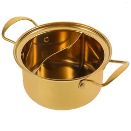 Double Boilers With Cover Golden Stainless Steel Small Pot Individual Cooking Utensils Pan 201 Soup