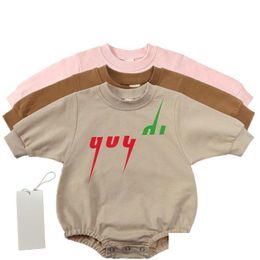 Rompers In Stock Luxury Designer Newborn Baby Girl Boy Rompers Clothes Infant Girls Letter Print Long Short Sleeve Jumpsuits Onesie Bo Dhsvy