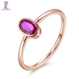 Rings LP 0.35 Carats Natural No Heated Ruby Ring Solid 14 K Rose Gold Fine Jewelry Oval Cut 6mm*4mm Gemstone Rings Classic Design Gift
