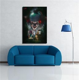 New IT Movie Pennywise Stephen King Horror Art Canvas Poster Modern HD Print Oil Painting Wall Art Painting Picture Poster For Roo4841238