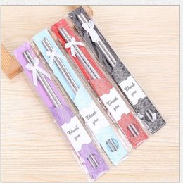 240pairs Stainless-Steel metal Chopsticks wedding Gifts for business birthday Home Tableware gift Whole2142