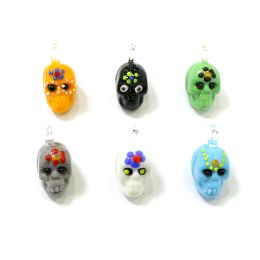 Necklaces 6pcs New Cute Skull Mini Figurine Charm Glass Pendant Halloween Decoration Supplies Fashion DIY Women Jewelry Making Accessories