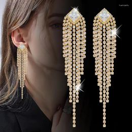 Dangle Earrings KIOOZOL Sexy Long Tassel Gold Colour Pendant With Rhinestones Bijoux Femme Beach Wedding Party Jewellery Gift