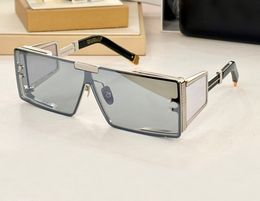 Rectangular Full Rim Designer Sunglasses Silver Grey Lenses Men Women Luxury Glasses Shades Designer UV400 Eyewear