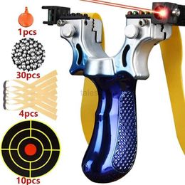 Hunting Slingshots Laser Aiming Slingsshot Anti Slip Gradient Blue Slingshot Outdoor Hunting Shooting Rubber Band Steel Ball Practise Set Caza YQ240226