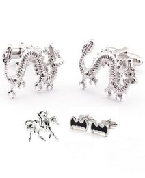 men039s cufflink animal cuff links silver fashion cufflink dragon horse sleeve button for men accessories cuff buttons 5pairl4721246