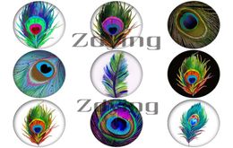 Zdying Whole 1825mm Oval Shape Glass Cabochon Peacock Feather Dome Beads DIY Jewellery Making Findings 10pcslot7752564