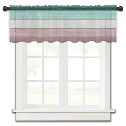 Curtain Faux Wood Grain Ocean Green Purple Gradient Small Window Valance Sheer Short Bedroom Home Decor Voile Drapes