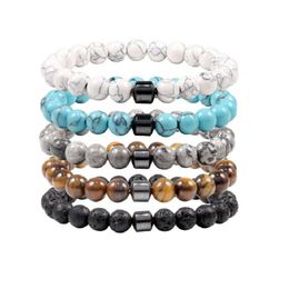 19 Colors Natural Stone Bracelet Magnetic Therapy Bracelet Lava Turquoise Bracelet Volcanic Stone Malachite Bracelet For Women Men Bangle 8mm