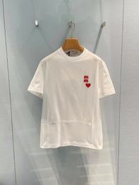 ラブレターパッチ刺繍Tシャツ夏ファッション汎用丸い首のコットンショートスリーブTシャツトップ