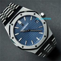 Luxury Audemar Pigue Watches Airbnb Mens Watch Royal Oak Series 15500ST Precision Steel Blue Plate 41mm Diameter Automatic Mechanical Watch FUN V957