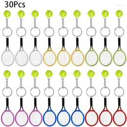 Keychains 30Pcs Tennis Keychain Racket Key Ring Alloy Ball Split Trinkets For Sport Lover Team 6 Colours