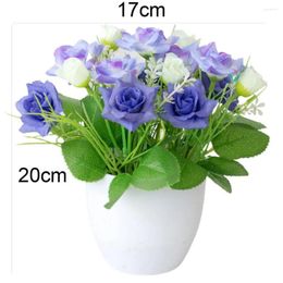 Decorative Flowers Simulated Plant Pot Exquisite Rose Home Decor Plastic Fresh Simulation Bonsai Desktop