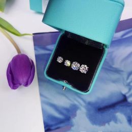 Stud Earrings Trendy 5mm 9mm Lab Diamond Earring Real 925 Sterling Silver Party Wedding For Women Men Engagement Jewelry2117