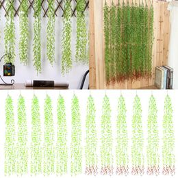 Decorative Flowers 6 Pieces Of Artificial Vines Green Garland Leaves A Total 30 Stems For Wedding Party Home Garden Wall Decoration