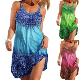 in Stock 2022 Summer New European and American Amazon Wish Popular Loose Print Camisole Dress for Women