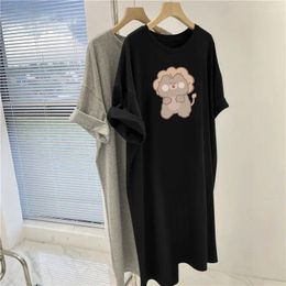 Party Dresses Fashion Tshirt Printing Ladies Pullovers Women's Clothing Summer Thin O-neck Straight 2024 Simplicity Short Sleeve
