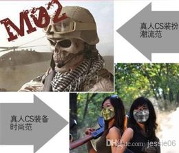 Christmas gifts Men039s mask masquerade Skeleton warriors masks Half face terrorist CS army fan field masks Skull Hallowmas pla5727657