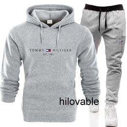 No logo fashions hilovable Spring New Sweater Hoodie Set for Men Loose and Plushed Solid Colour for Women