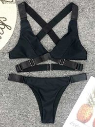 Women's Swimwear Sexy Adjust Buckle Bandage Vevlet Bikini 2024 Women Swimsuit Female Bikinis Swimwear Two Pieces Bikini set Bathing Suit Swim Q240226