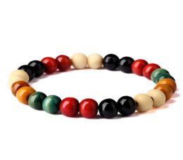 Simple Men Woman 8mm Charms Colour Wood Beads Design Strand Bracelets Fashion Men Woman Jewellery Wooden Beaded Bracelet Gifts1670180