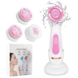 Devices Electric Face Cleaner Facial Cleansing Brush For Exfoliating & Deep Cleaning Spin Brush With 3 Brush Heads Spa Facial Massager