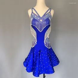 Stage Wear Standard Latin Dance Skirt 2024 Women Royal Blue Rumba Dancing Dress Advanced Customization Samba Competition