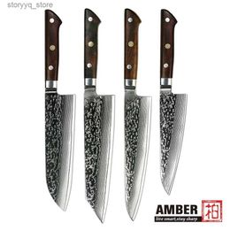 Kitchen Knives Amber 8 Damascus Kiritsuke Knife Sharp 67 Layers Japanese VG 10 RoseWood Handle Professional Kitchen Chef Knife New Q240226