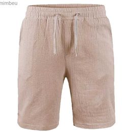 Men's Shorts New Mens Cotton Linen Shorts Pants Male Summer Breathable Solid Colour Linen Trousers Fitness Streetwear S-3XL 240226