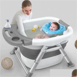 Bathing Tubs Seats Children Folding Bath Bucket Baby Bathtubs For Infants Mtifunctional Aluminum Alloy Bathtub Large 0-15 Growth D Dhmyz