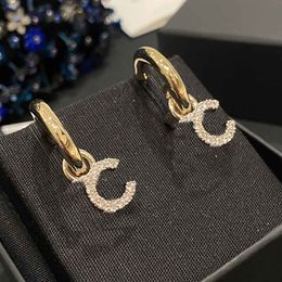 2024 Luxury quality charm drop earring with diamond in two Colours plated have stamp box PS3598