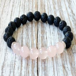 2020 New fashion Rose Quartz Lava Yoga Bracelet Healing Crystals Wrist Mala Beads Chakra Jewellery Natural Stone Womens Yoga Bracele322m