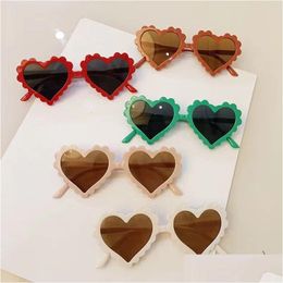 Sunglasses Ins Kids Love Heart Girls Candy Colour Frame Polarised Sunglass Goggles Children Uv 400 Protective Beach Glasses Z6517 Dro Dhkhi