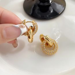 Luxury Earrings Designer Fashion C Letter Jewelry For Women Rhinestone Crystals Hoop Female Stud For Party Weddings Vacation Gift