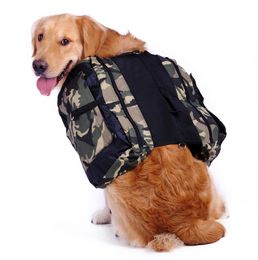 Outdoor Adjustable Canvas Camouflage Dog Backpack Chest Bag Saddle Bag Training Camping Hiking Hiking Training Large Space Carryin2897432