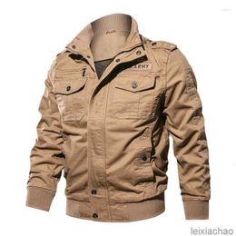 Giacche da uomo Cappotto bomber da pilota militare in puro cotone Giacca militare tattica Maschile Casual Oversize