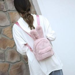 School Bags Fur For Women 2024 Fluffy Backpacks Winter Plush Mochila Fashion Furry Bagpack Y2K Rucksack Backpack Kids Pink