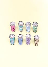 New Cute Drink Pearl Milk Tea Cup Brooch Dot Pattern Cartoon Fun Enamel Pins Accessories Children039s Denim Clothes Pendant Gif7027130